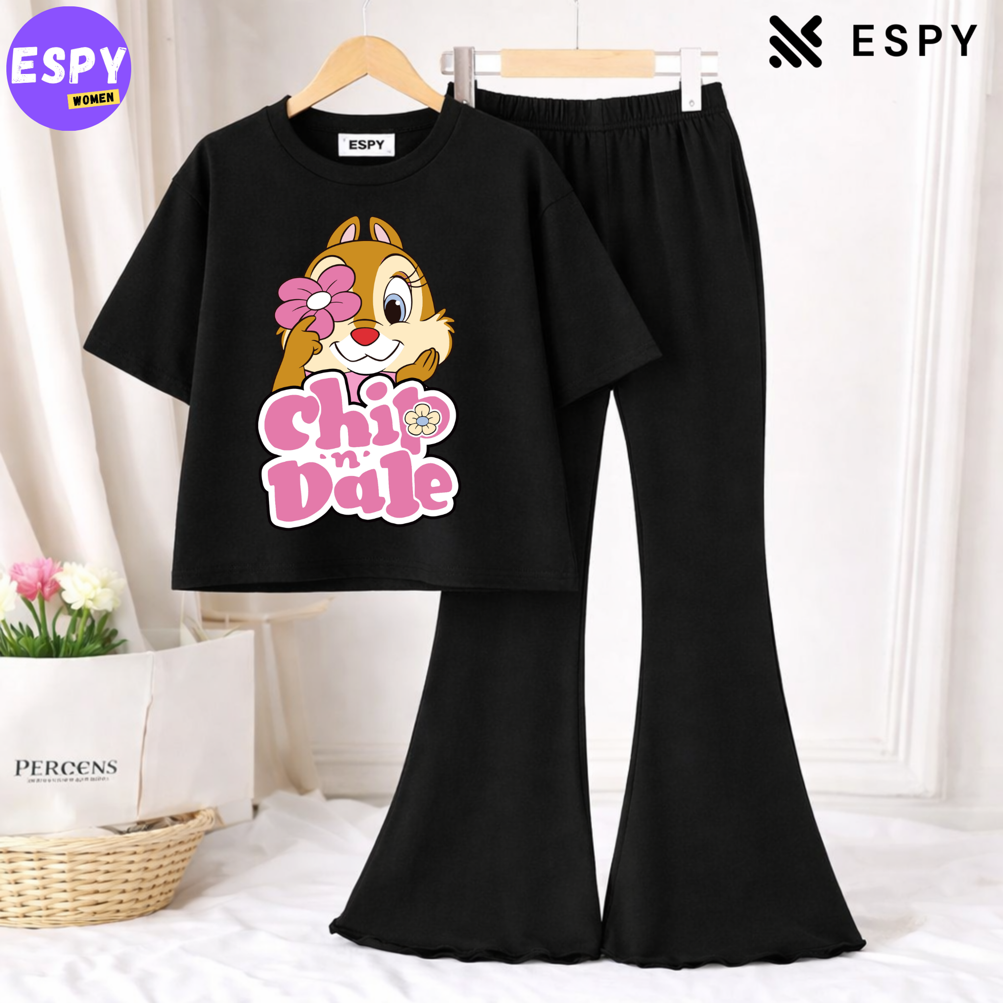 Trendy Women’s Co-Ord Set – Loose Fit Tee & Bootcut Pants