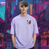 Buy Men's Lavender Graphic Printed Oversized T-shirt