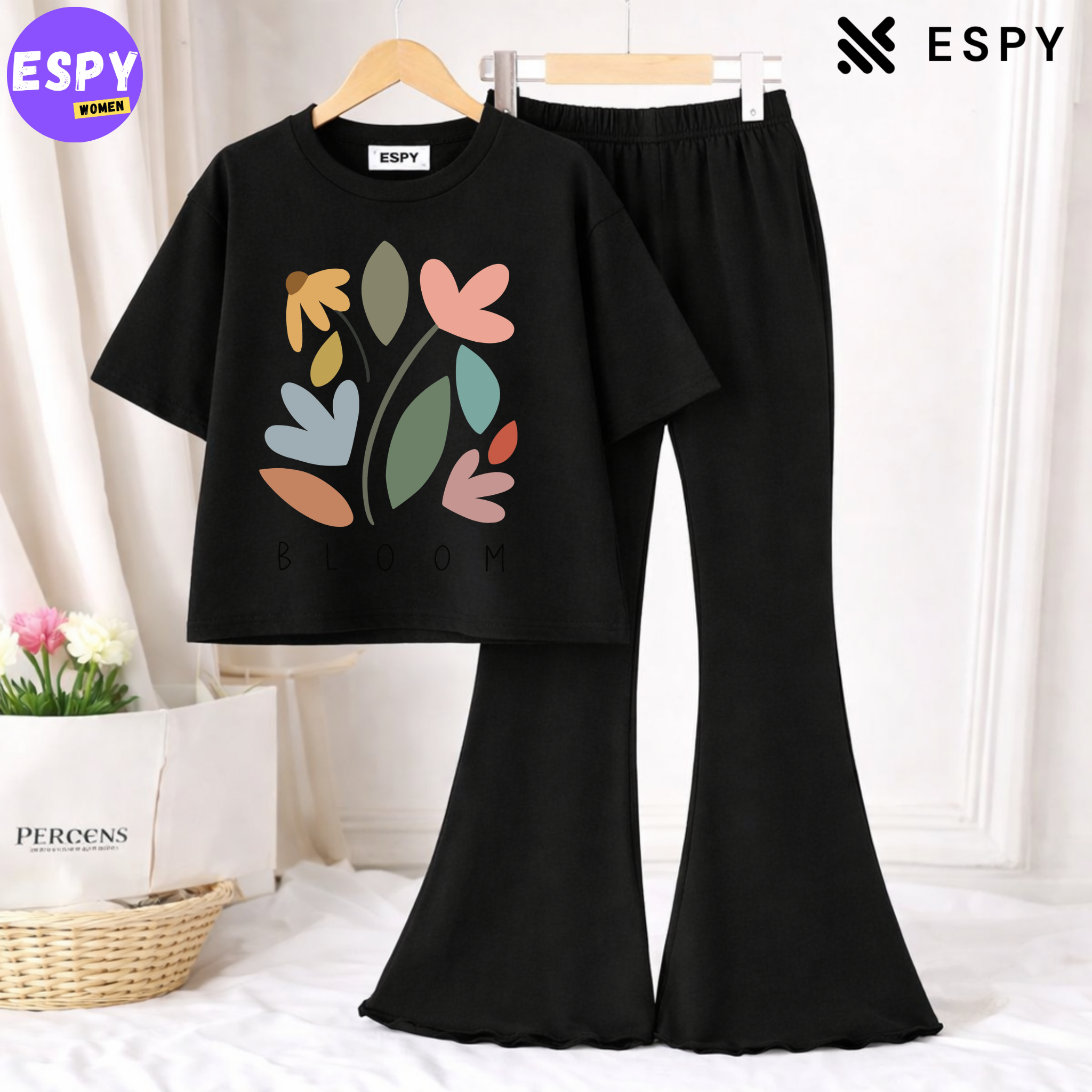 Trendy Women’s Co-Ord Set – Loose Fit Tee & Bootcut Pants