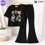 Trendy Women’s Co-Ord Set – Loose Fit Tee & Bootcut Pants