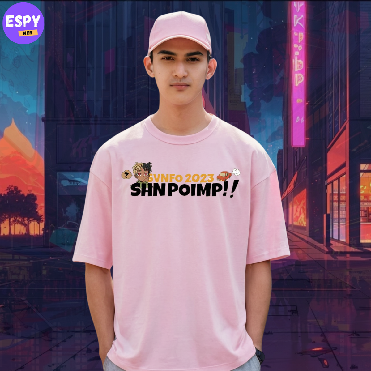 Buy Men's Pink Graphic Printed Oversized T-shirt