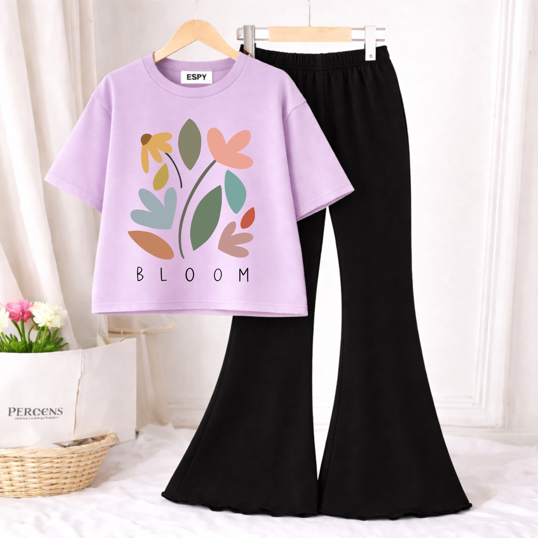 Trendy Women’s Co-Ord Set – Loose Fit Tee & Bootcut Pants