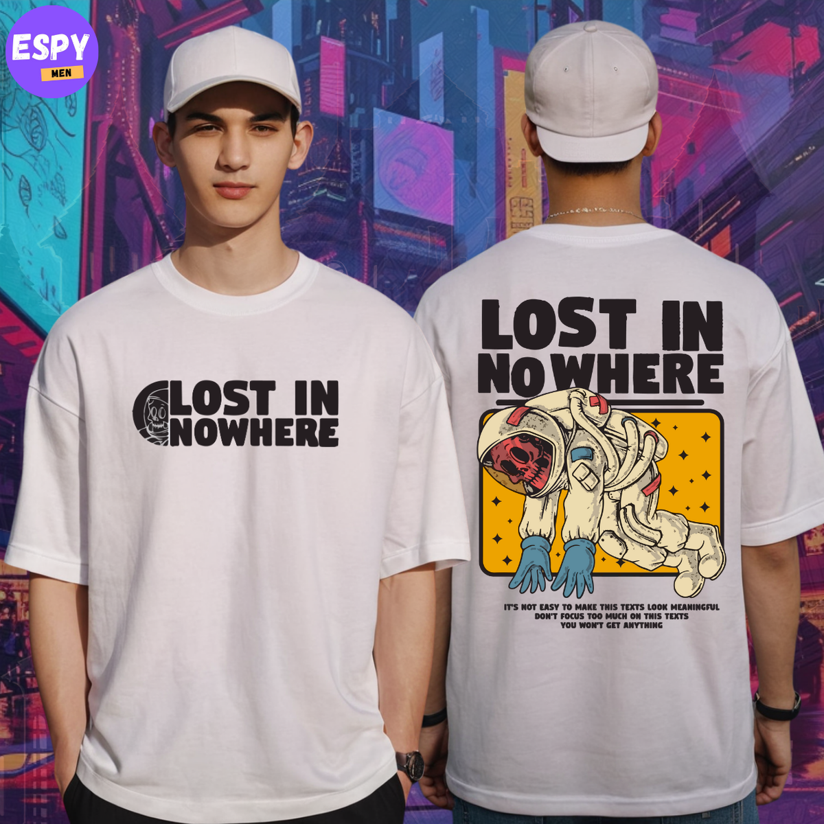 Buy Men's White Graphic Printed Oversized T-shirt