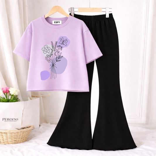 Trendy Women’s Co-Ord Set – Loose Fit Tee & Bootcut Pants
