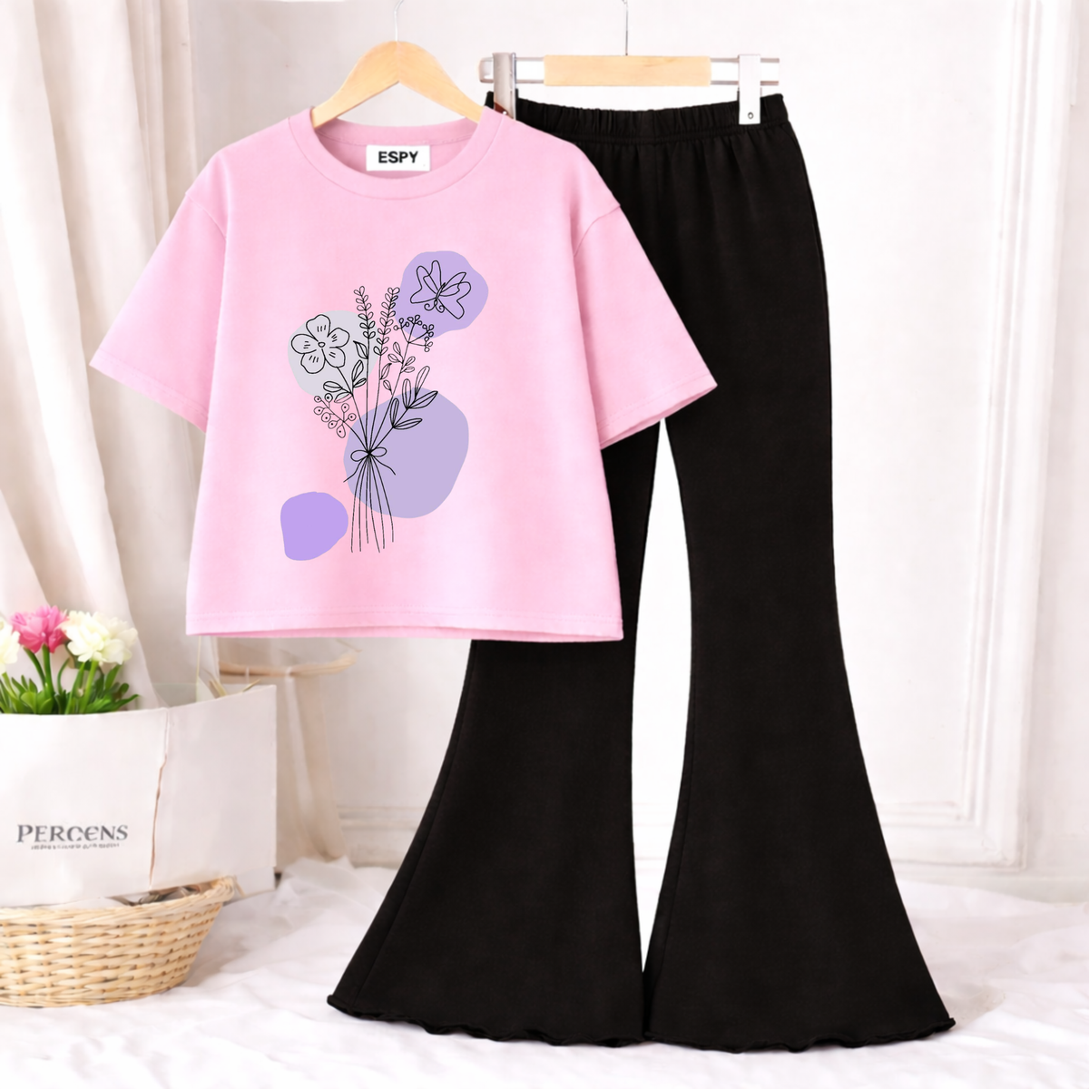 Trendy Women’s Co-Ord Set – Loose Fit Tee & Bootcut Pants