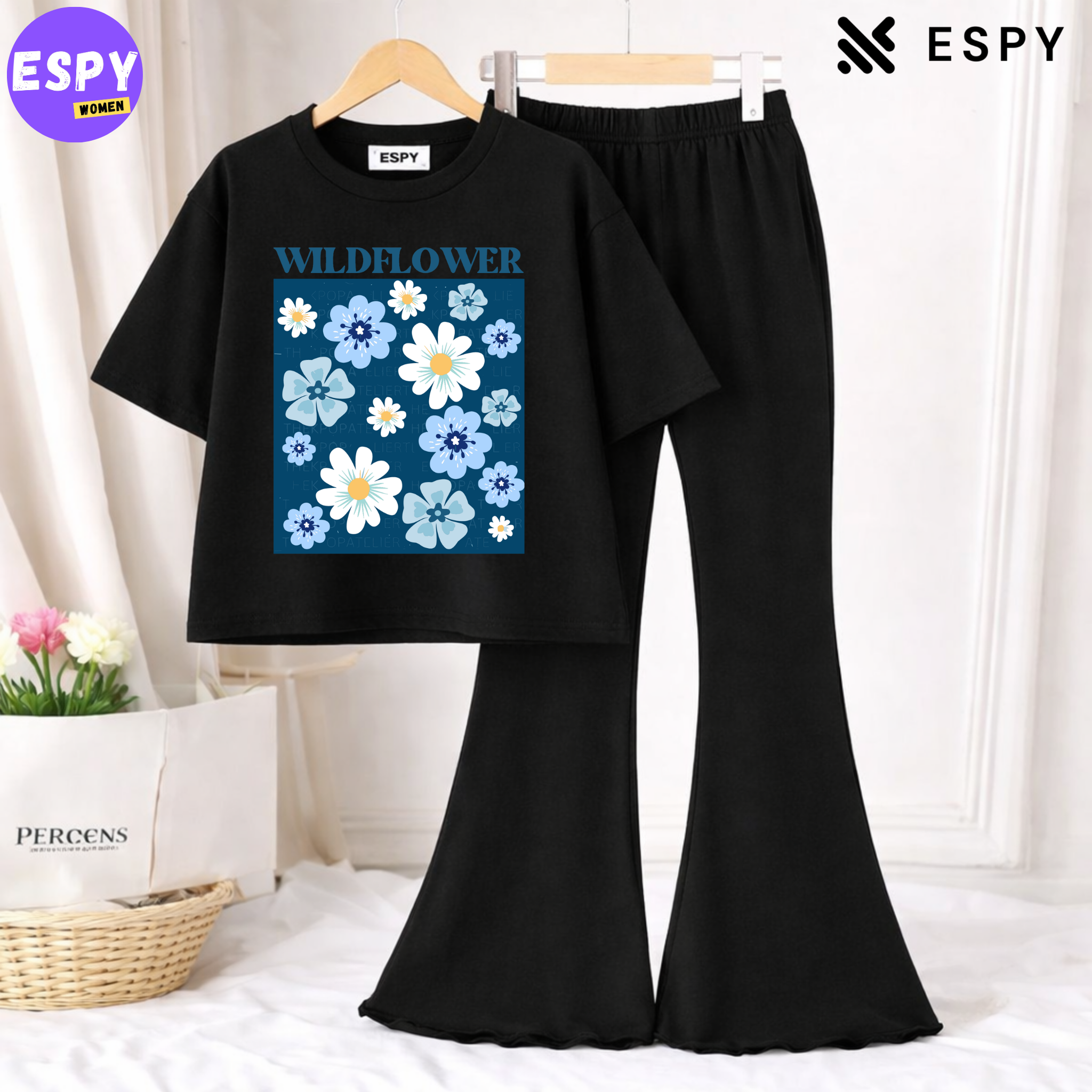 Trendy Women’s Co-Ord Set – Loose Fit Tee & Bootcut Pants