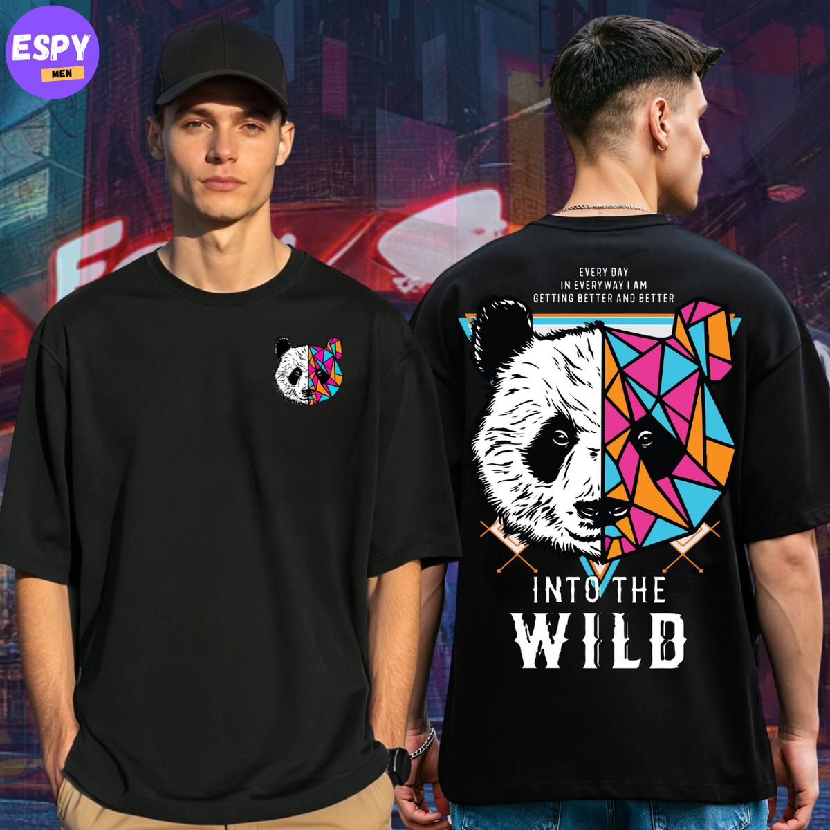 Buy Men's Black Graphic Printed Oversized T-shirt