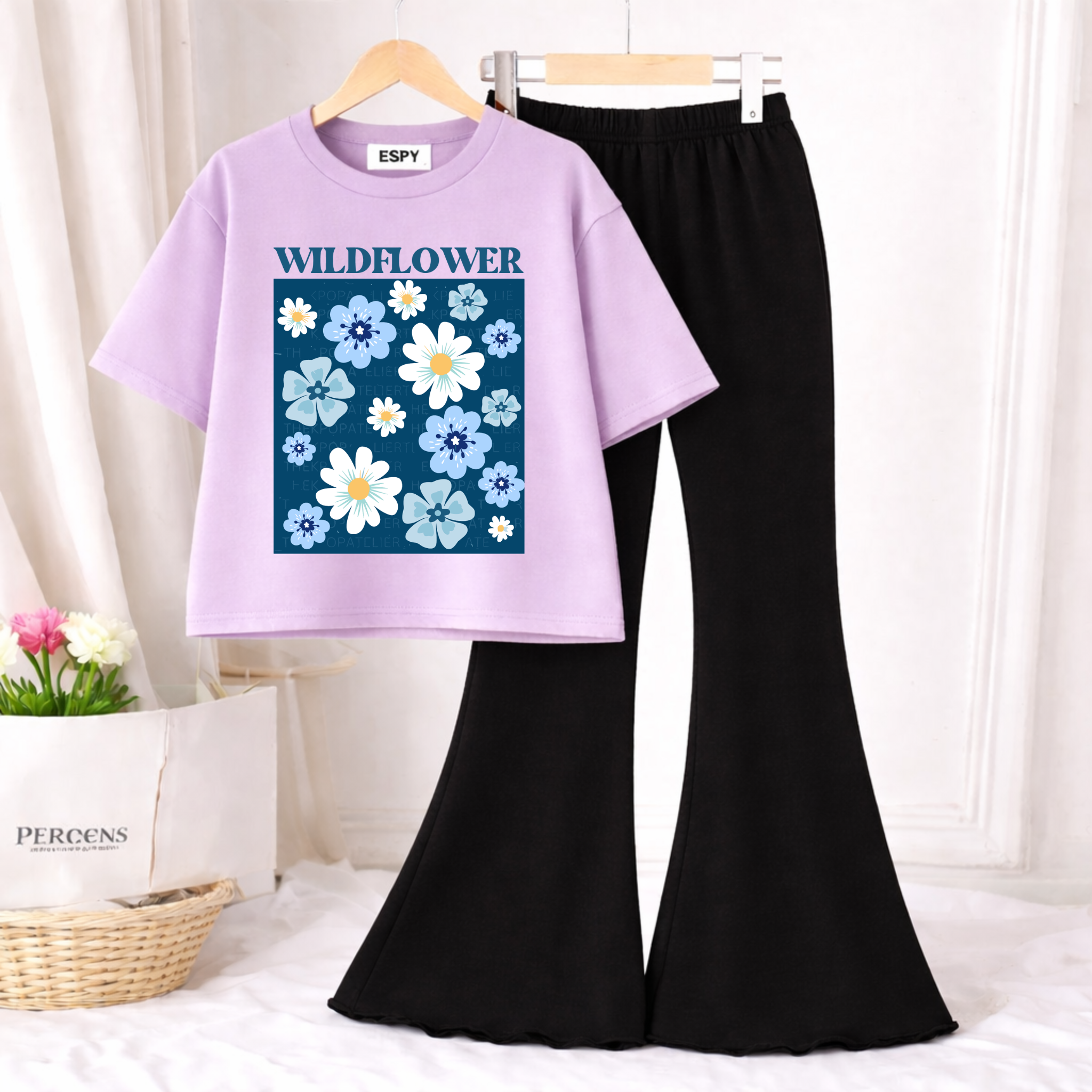 Trendy Women’s Co-Ord Set – Loose Fit Tee & Bootcut Pants