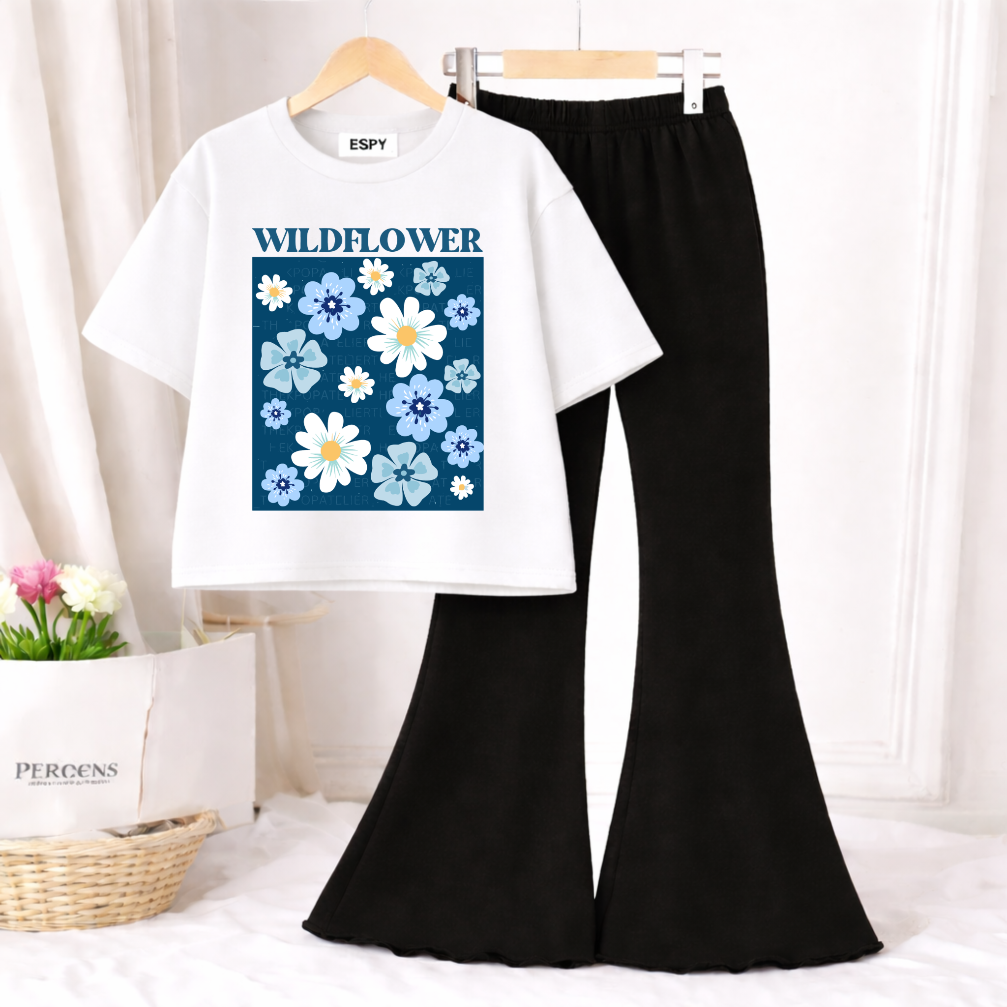 Trendy Women’s Co-Ord Set – Loose Fit Tee & Bootcut Pants