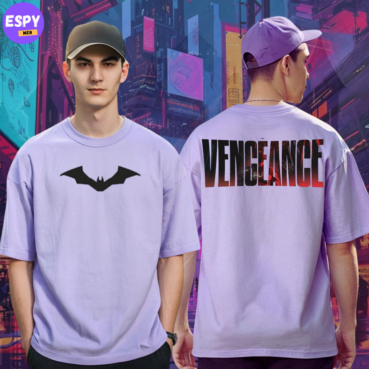 Buy Men's Lavender Graphic Printed Oversized T-shirt