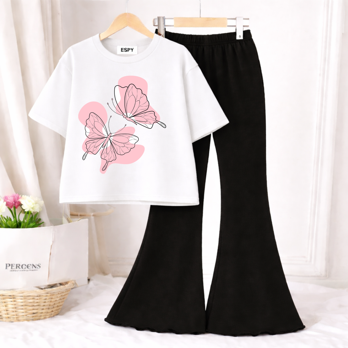 Trendy Women’s Co-Ord Set – Loose Fit Tee & Bootcut Pants