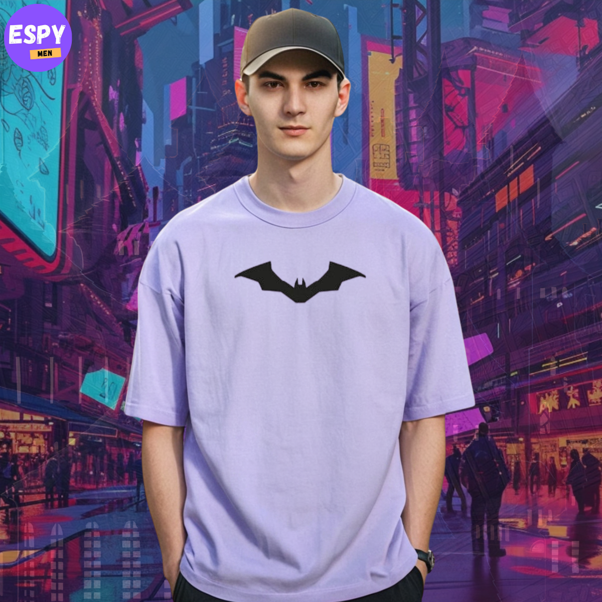Buy Men's Lavender Graphic Printed Oversized T-shirt