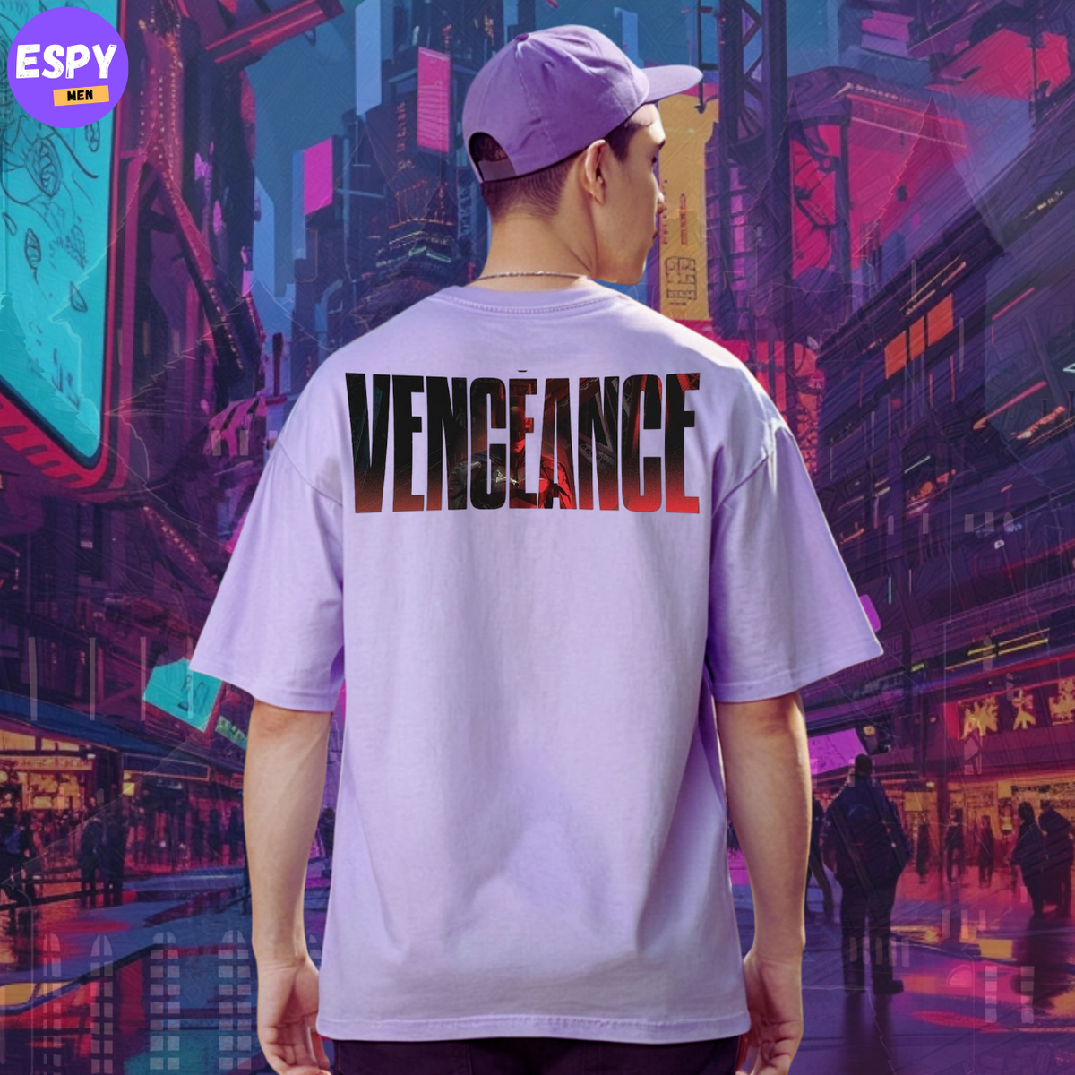 Buy Men's Lavender Graphic Printed Oversized T-shirt