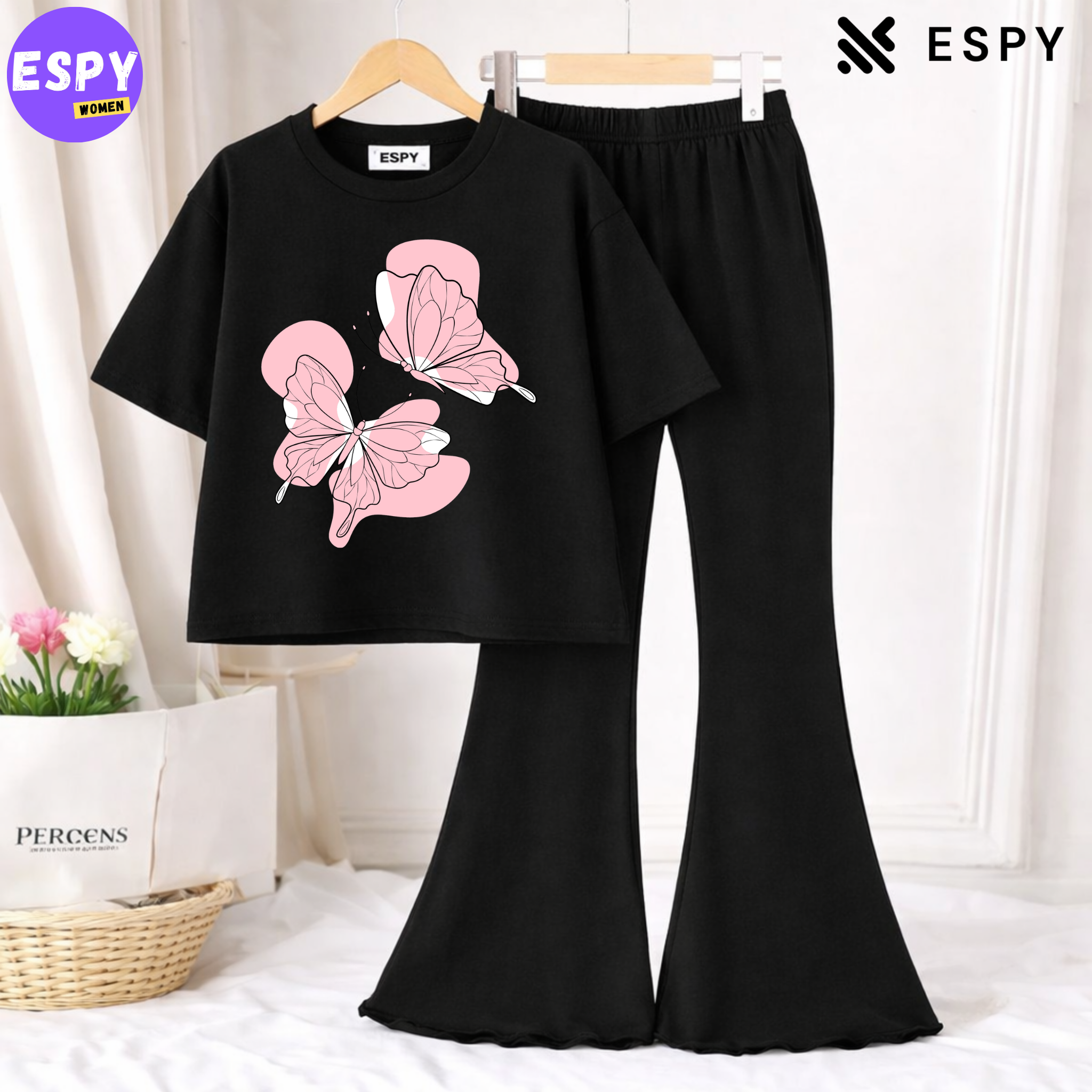 Trendy Women’s Co-Ord Set – Loose Fit Tee & Bootcut Pants