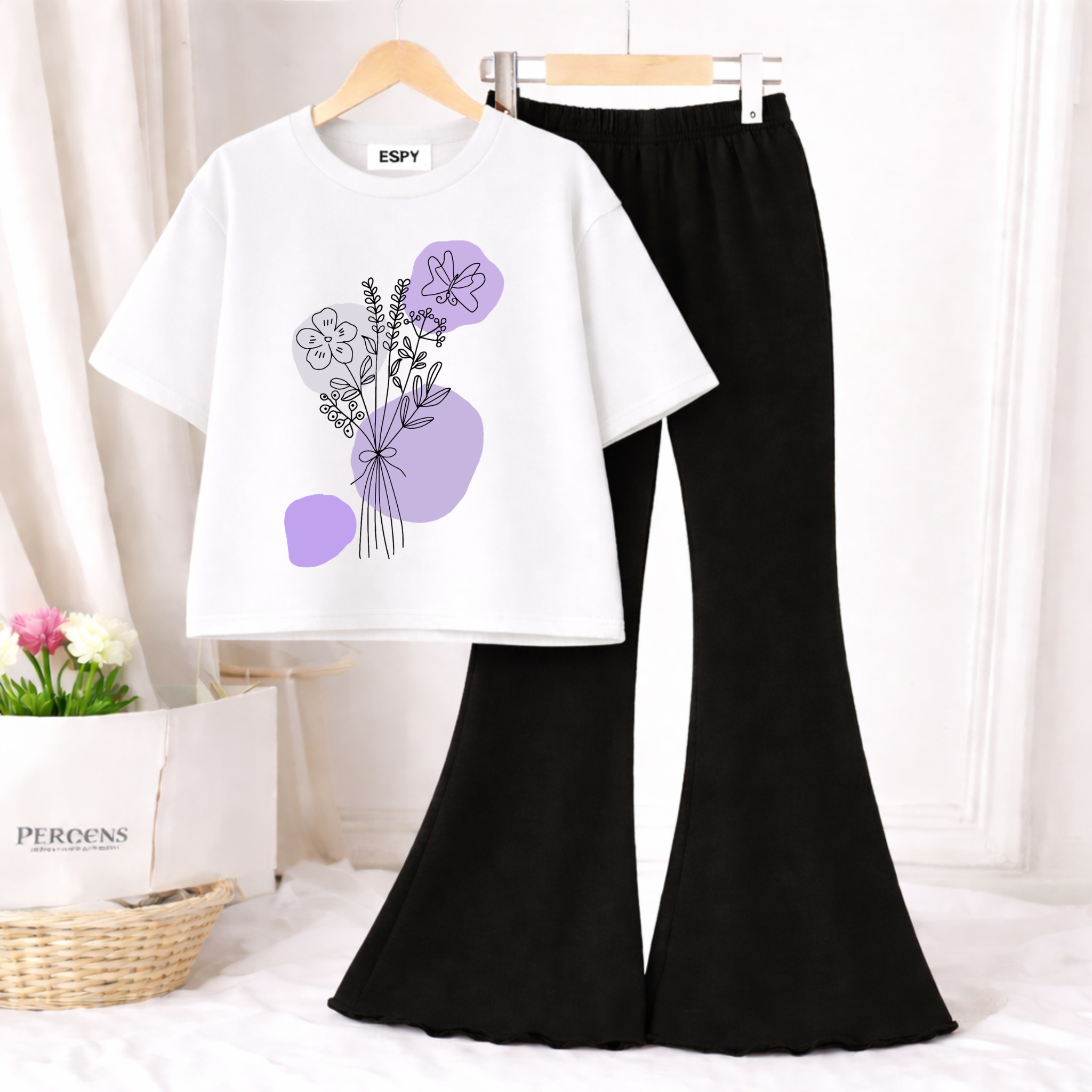 Trendy Women’s Co-Ord Set – Loose Fit Tee & Bootcut Pants