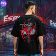 Buy Men's Black Spider man Graphic Printed Oversized T-shirt
