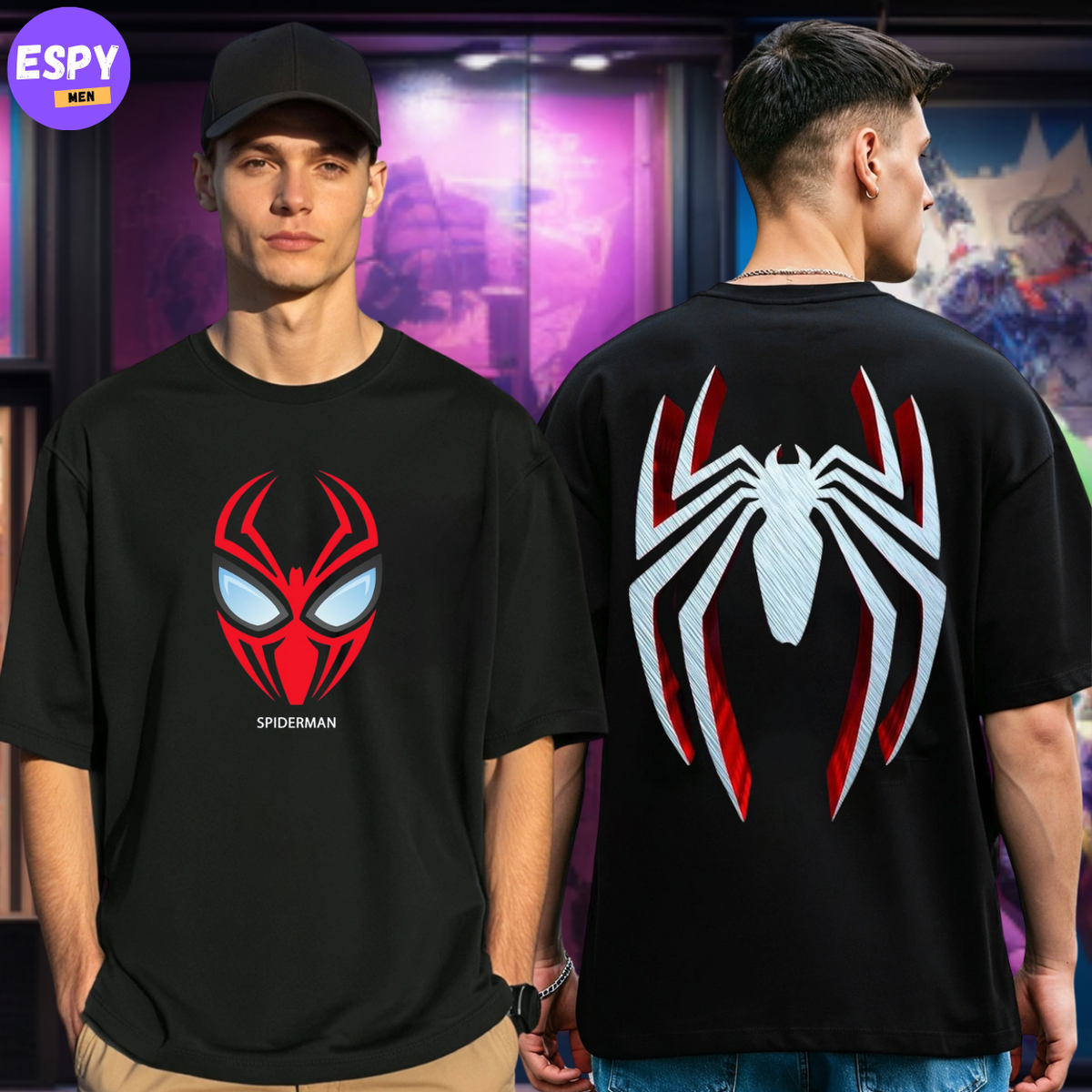 Buy Men's Black Graphic Printed Oversized T-shirt
