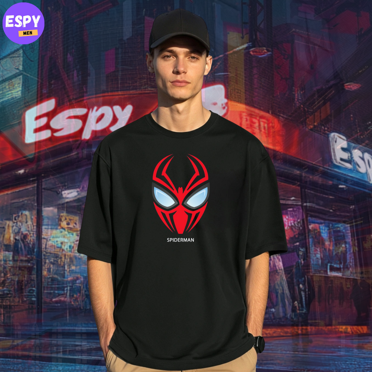 Buy Men's Black Graphic Printed Oversized T-shirt