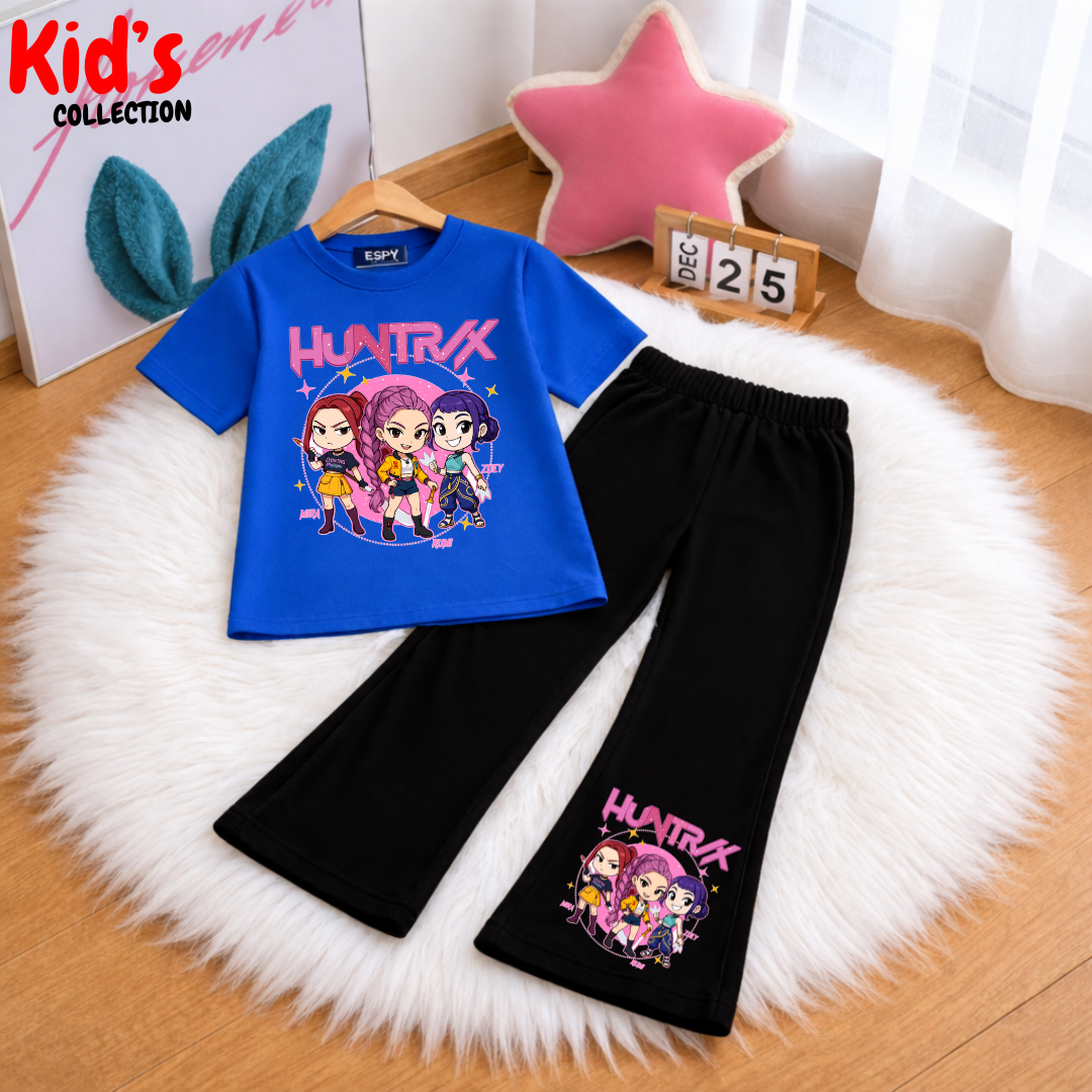 Trendy Kids 2-Piece Outfit Set – Top & Black Flared Pants
