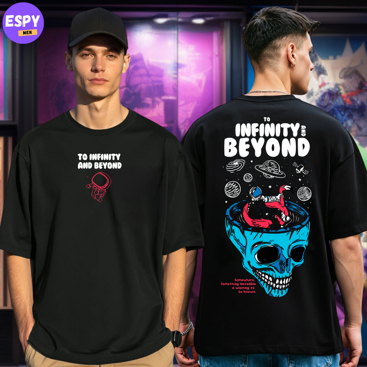 Buy Men's Black Graphic Printed Oversized T-shirt
