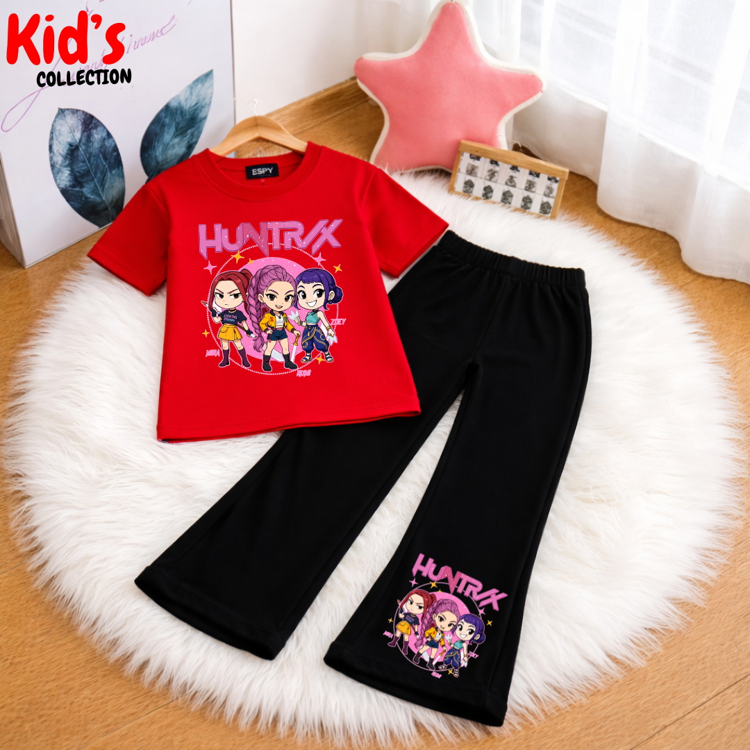 Trendy Kids 2-Piece Outfit Set – Top & Black Flared Pants