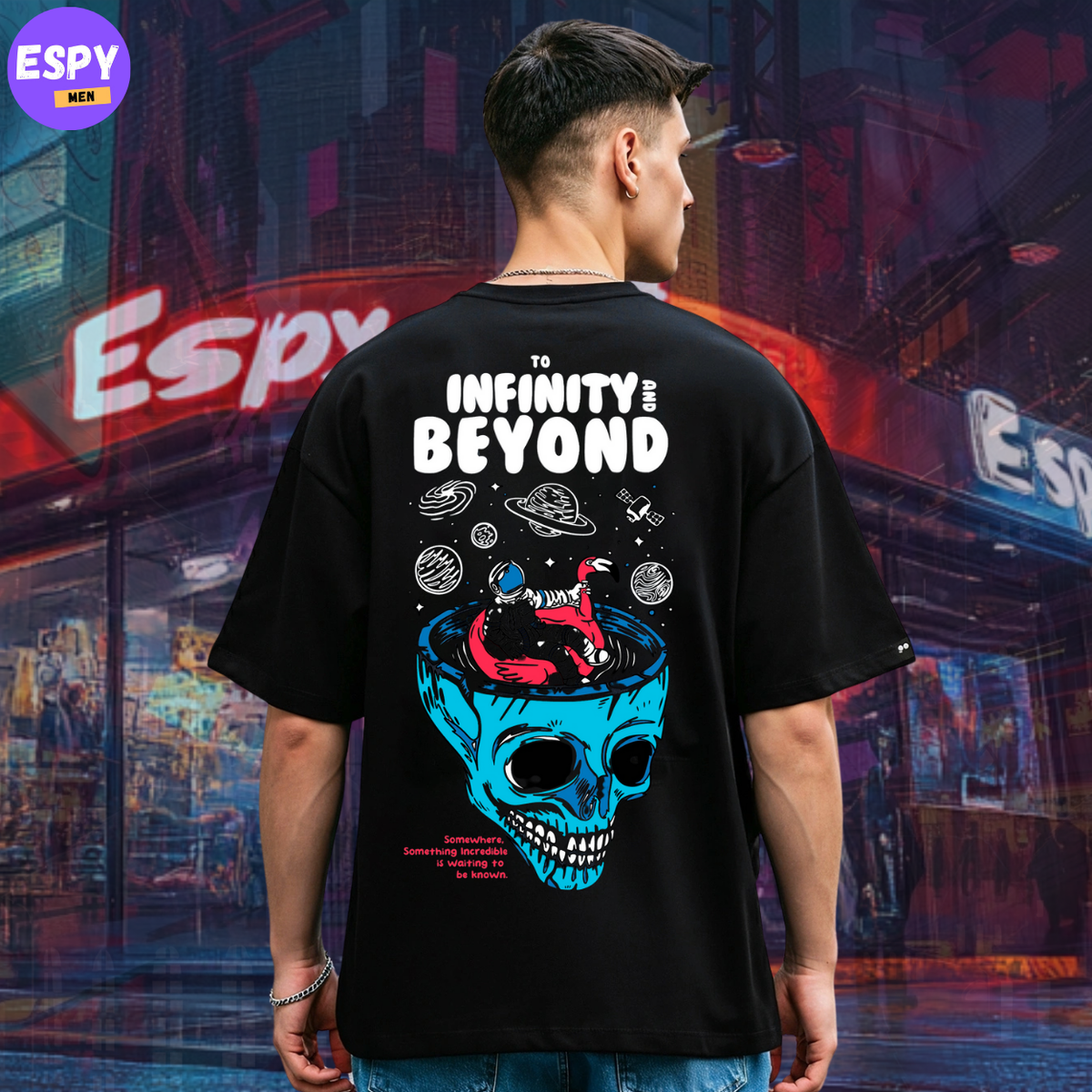 Buy Men's Black Graphic Printed Oversized T-shirt