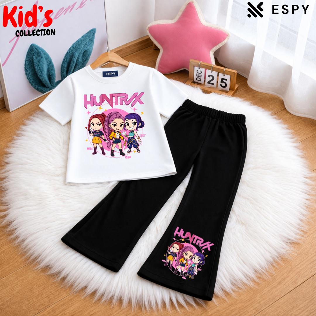 Trendy Kids 2-Piece Outfit Set – Top & Black Flared Pants