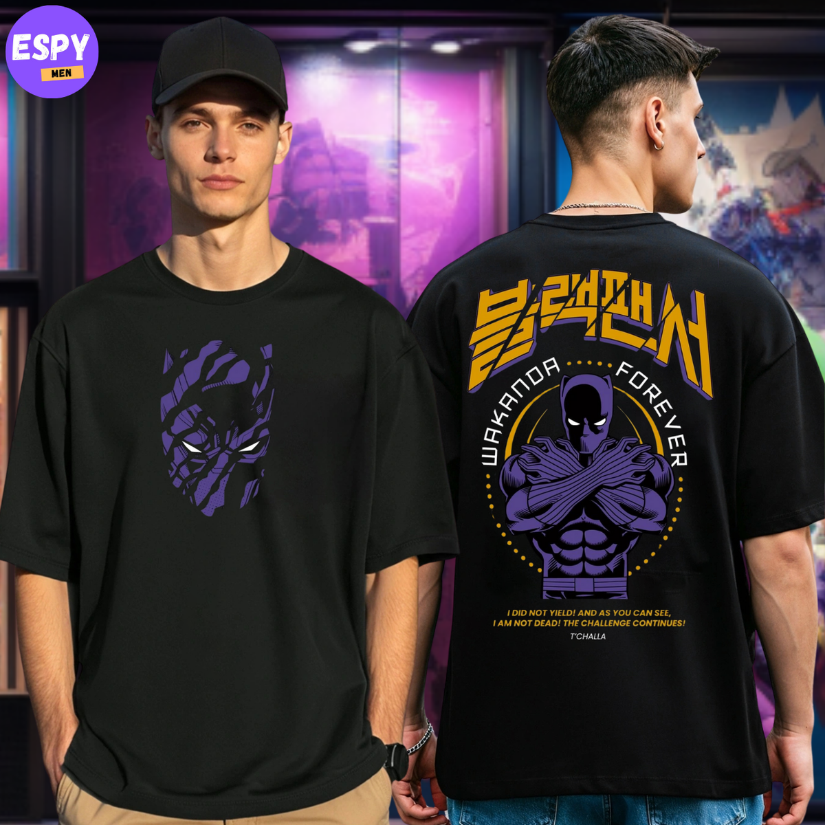 Buy Men's Black Graphic Printed Oversized T-shirt