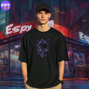 Buy Men's Black Graphic Printed Oversized T-shirt