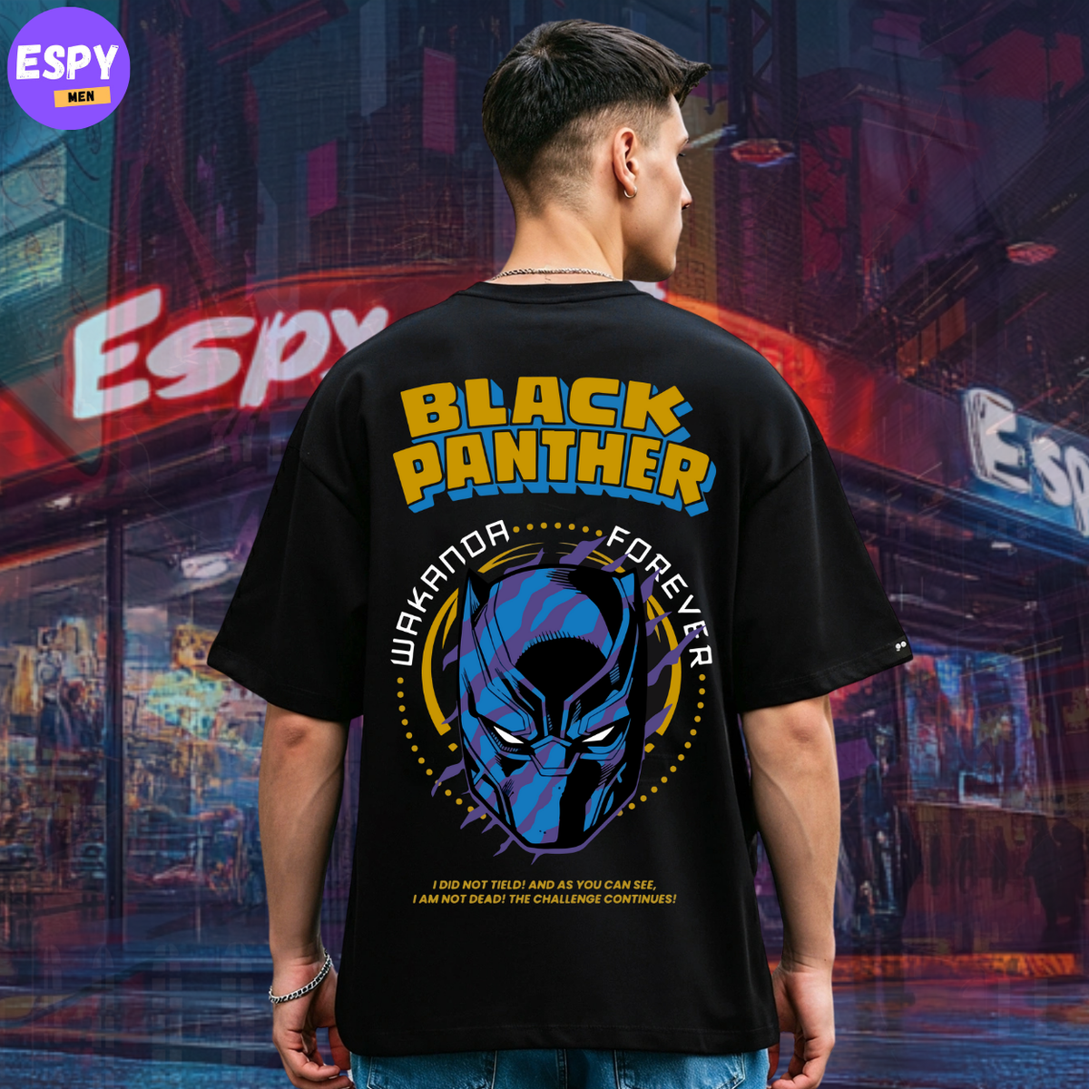 Buy Men's Black Graphic Printed Oversized T-shirt