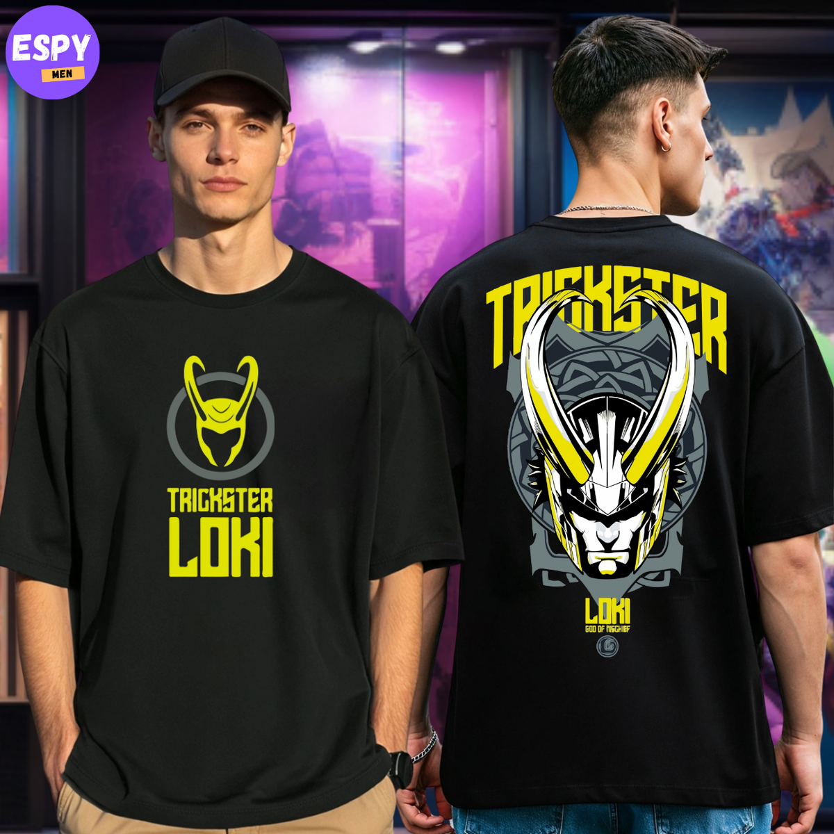 Buy Men's Black Graphic Printed Oversized T-shirt
