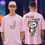 Buy Men's Pink  Graphic Printed Oversized T-shirt