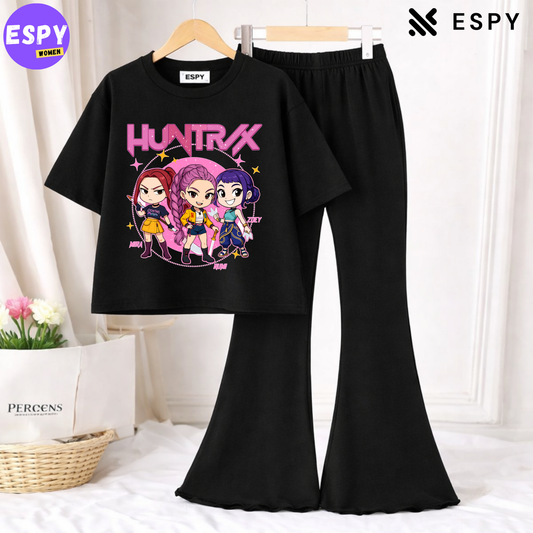 Trendy Women’s Co-Ord Set – Loose Fit Tee & Bootcut Pants