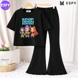 Trendy Women’s Co-Ord Set – Loose Fit Tee & Bootcut Pants