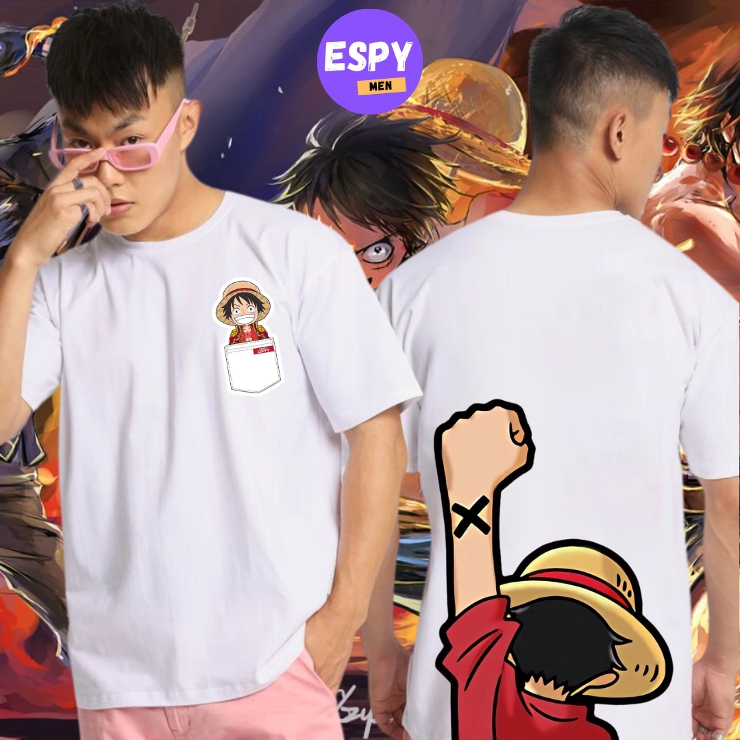 EspyBD One Piece Luffy White Oversized Tee's EspyBD ANIME best selling men OVERSIZED