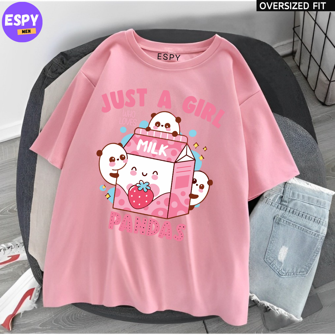 Kawaii - Oversized Printed Pink T shirt