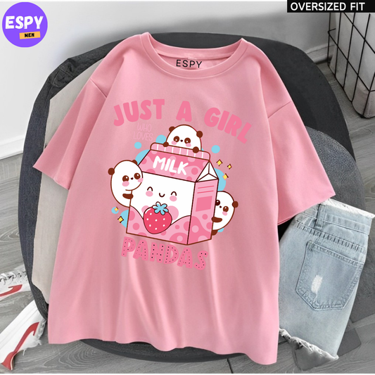 Kawaii - Oversized Printed Pink T shirt