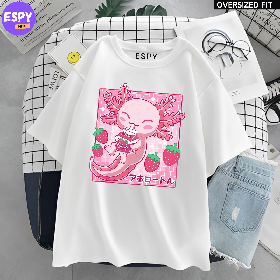 Kawaii - Oversized Printed White T shirt