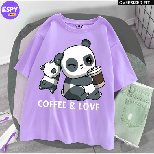 Kawaii - Oversized Printed Lavender T shirt