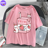 Kawaii - Oversized Printed Pink T shirt in bangladesh