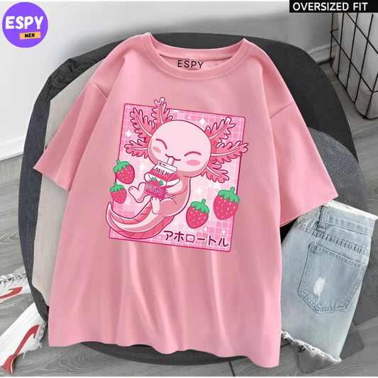 Kawaii - Oversized Printed Pink T shirt