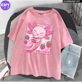 Kawaii - Oversized Printed Pink T shirt