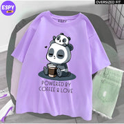Kawaii - Oversized Printed Lavender T shirt