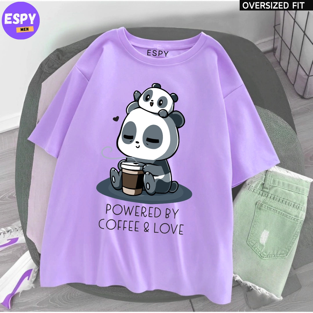 Kawaii - Oversized Printed Lavender T shirt