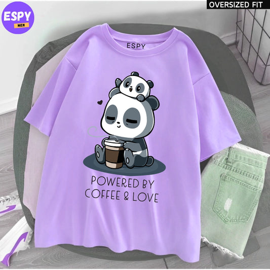 Kawaii - Oversized Printed Lavender T shirt