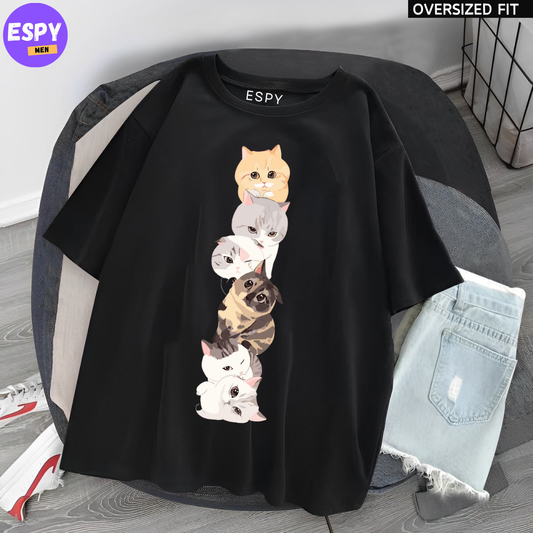 Kawaii - Oversized Printed Black T shirt