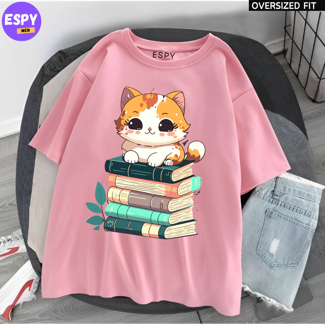 Kawaii - Oversized Printed Pink T shirt