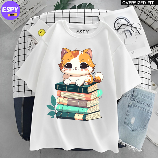 Kawaii - Oversized Printed White T shirt