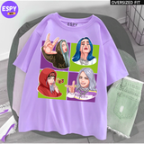 Kawaii - Oversized Printed Lavender T shirt