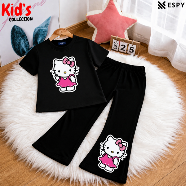 Trendy Kids 2-Piece Outfit Set – Top & Black Flared Pants